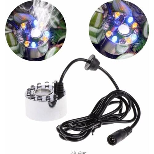 12 LED Colorful Light Ultrasonic Mist Maker Fogger Water Fountain Pond Decor Aquarium Fish Tank Supplies