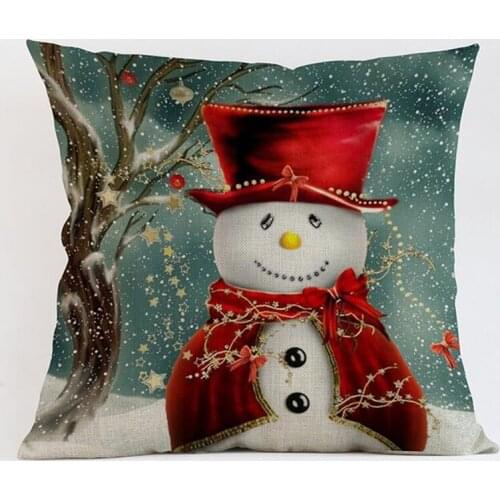 Merry Christmas Snowman Cartoon Cushion Xmas Ambience Square Decorative Throw Pillow 45X45CM Sofa Home Decor almofadas