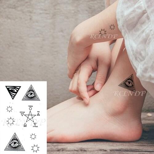 Waterproof Temporary Tattoo Sticker Triangle Eyes Sun Star Totem Element Fake Tatto Flash Tatoo for Kids Men Women