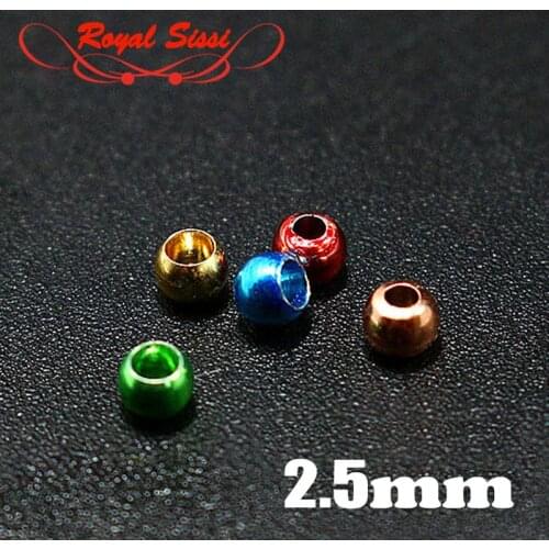 Royal Sissi hot 40pcs/bag 5 colors 2.5mm fly tying nymph head beads brass material colorful pupae bead head fly tying materials