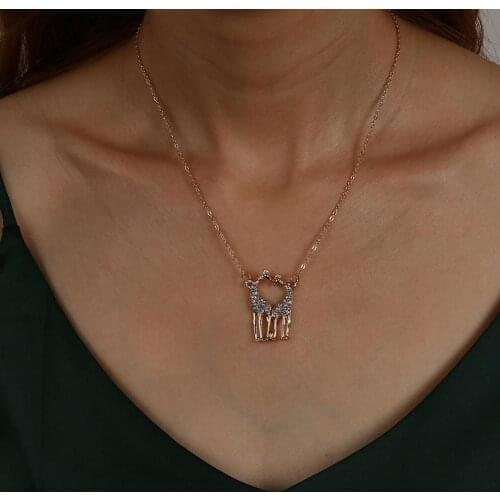 Women Fashion Rhinestone Elk Clavicle Chain Alloy Necklace Pendant Jewelry Gift Gold Color Necklace for Women Many Kinds Choker