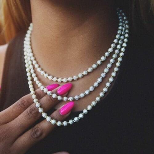 Micro Pave CZ Beads Beaded Link Chain Bracelet Necklace High Quality 5A Cubic Zirconia Women Jewelry Set