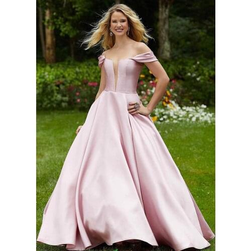 Vestido De Festa A-line Long Prom Evening Dress Simple Off The Shoulder Formal Pageant Gowns Robe De Soiree Back Lace Up платья