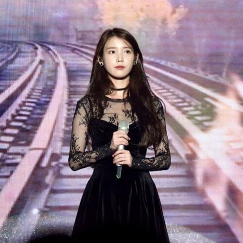 IU same velvet splicing slim fitting A-line dress autumn 2020 new womens Black Slim dress