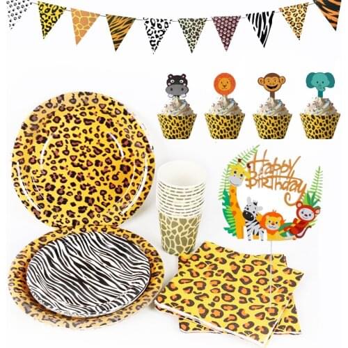 Animals Printed Tiger Zebra Leopard Packing Tablecloth Jungle Safari Birthday Party Decoration Safari Party Baby Shower Boys