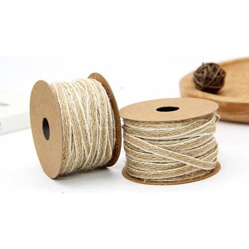 10M/Roll Vintage Jute Burlap Hessian Ribbon With Lace Rustic Wedding Party Decoration Christmas DIY Craft Gift Packing Webbing