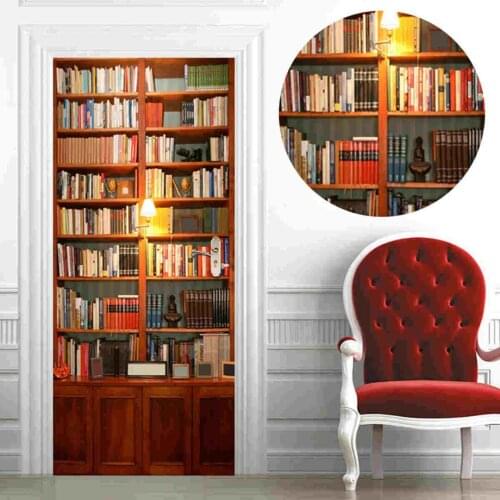 2018 Newest DIY Bookcase Door Wall Stickers Mural Self Adhesive Photo Wallpaper Home Decoration