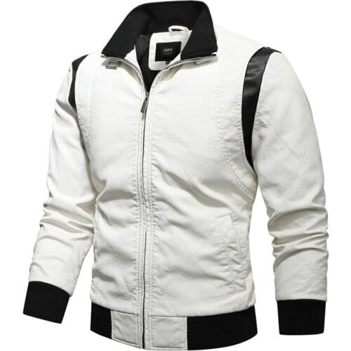 2021 New Spring Autumn New Fashion Hooded Embroidery Leather Jacket Coat Men Casual Motor Biker Vintage PU Faux Leather Jackets