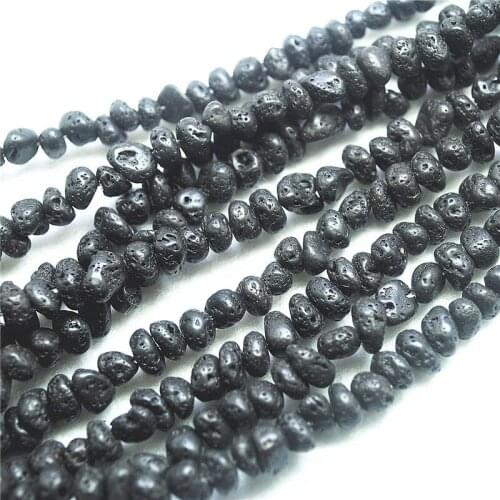 38cm Length Nature Lava Stone Chips 5-6MM For Womens Bracelets Making Loose Beads DIY Jewelry Findings Fashion Accessories