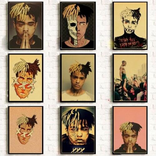 Bar Caffe Living Room Decor Retro Poster Print Canvas Painting Vintage Wall Decor Picture XXXTentacion Rap Hip Hop Music Singer