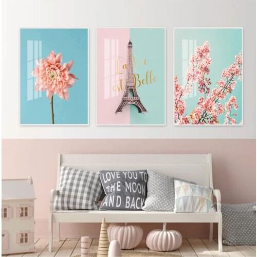 Decor Canvas Painting For Wedding Room Nordic Prints Pink Flower Poster Cherry Blossoms Wall Pictures Romantic Home