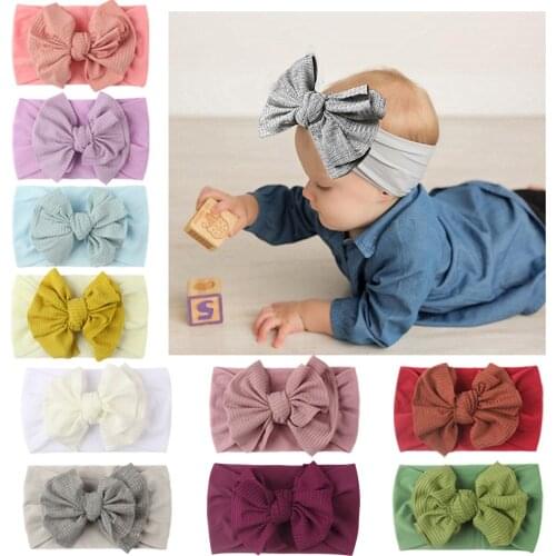 Children Headband Soft Nylon Knotted Infant Girl Headbands Solid Color Kids Hair Bands Baby Girls Hair Accessories Spring Autumn