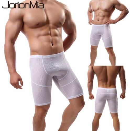 Men Underwear Shorts Lingerie Sexy Mesh Transparent Boxer Shorts Underwear Big U Convex Pouch Half-length Boxershort C409