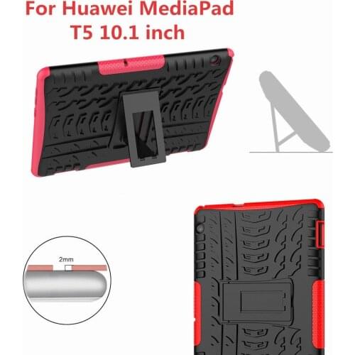 KQJYS Hybrid PC + TPU Silicone Armor Frame Flat Protection Back Cover for Huawei MediaPad T5 10.1 inch Full Body Shock Cover