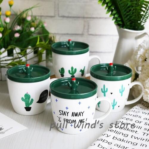 Brief desert cactus ceramic mug Unique small fresh cactus plant ceramic coffee cup