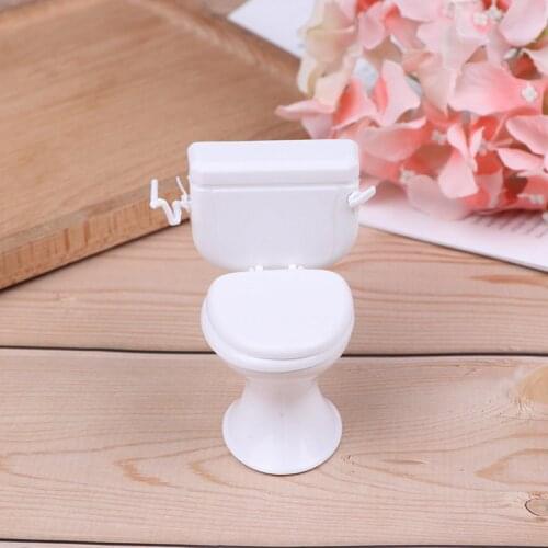 Doll House White Toilet Miniature Baby Pretend Toys Dolls Accessories Bathroom Modeling Vintage Dollhouse Furniture