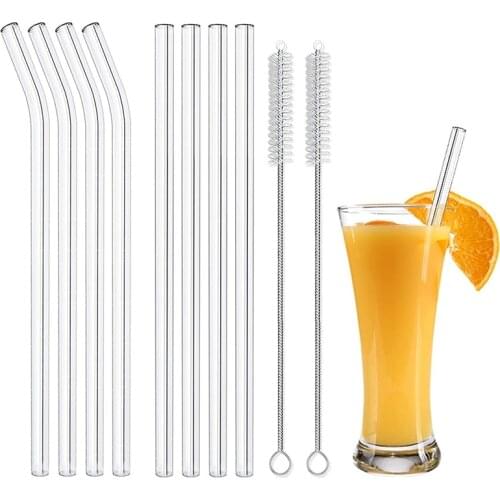 Reusable Glass Straws Smoothie Drinking Straw for Milkshakes Frozen Drinks Environmentally Friendly Drinkware Straws Set