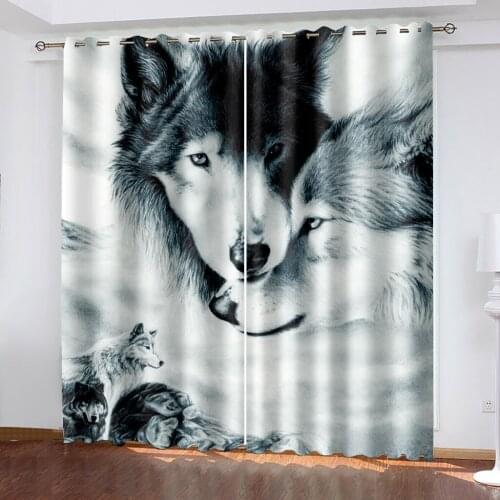 Fashion Customized 3D Curtains Photo 3D Curtains for Living Room Window black animal curtains