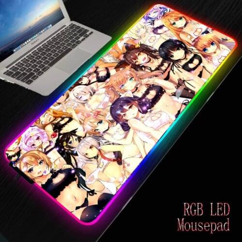 MRGBEST Sexy Girl Big Breast RGB Large Gaming Computer Gamer USB Wired LED Lighting Colorful Luminous Mousepad Desk Pad Mice Mat