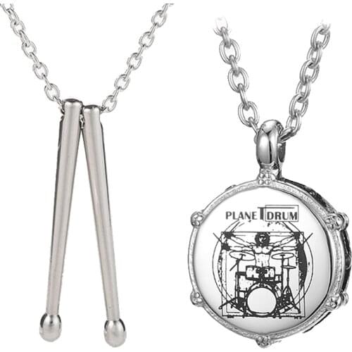 Stainless Steel Mens Fashion Necklaces Music Rockers Hiphop/rock Necklace Drum and Drum Sticker Chain Pendant Necklace Jewelry