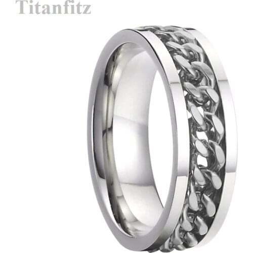 8mm Masculine Steel Chain wedding couple rings for men Tough guy marriage anniversary fashion finger ring male