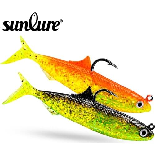 Sunlure 1PC JIG Soft Lure 21g/10.5cm Fishing Tackle Silicone Bait 5 Color Fishing Lures Fishing Bait Artificial Bait With Tail