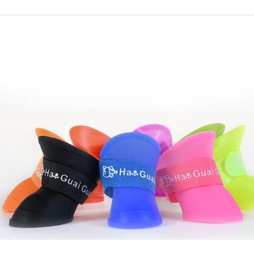 4pcs S/M/L/XL/XXL Pet Dog Rain Shoes Anti Slip Waterproof Pet Dog Cat Rain Shoes 6 Colors Rubber Boots for Four Seasons
