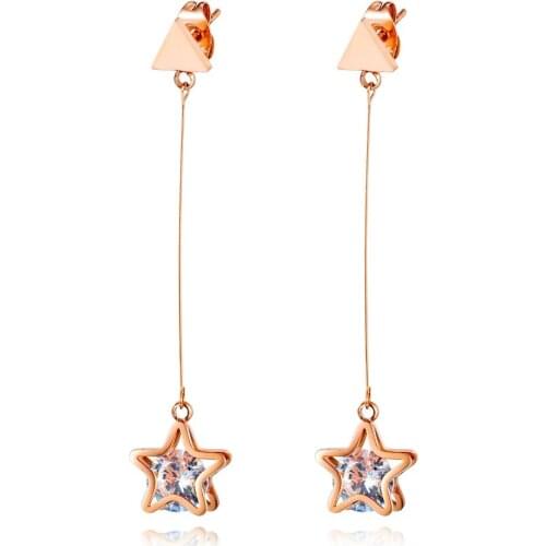 New Arrival Fashion Zircon Star-shaped Earrings Simple Stainless Steel Jewelry For Woman Birthday Gift Drop Shipping