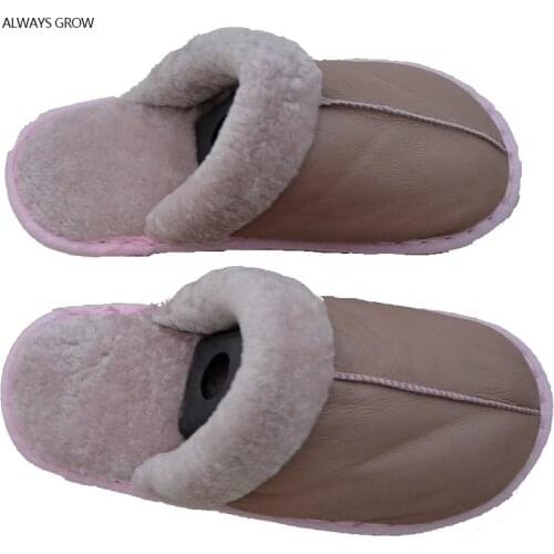 New Arrival Winter Women Man Fur Slippers 100% of Sheep Skin Make Comfortable And Warm Your feet Material is genuine leather