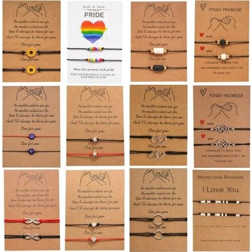 New Charm Bracelet For Friendship Couples 2pcs/set Volcanic stone bracelet Bead Bangles Women Man Lucky Wish Jewelry 2021