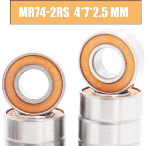 MR74RS Bearing ABEC-3 10PCS 4*7*2.5 mm ABEC-3 Hobby Electric RC Car Truck MR74 RS 2RS Ball Bearings MR74-2RS Orange Sealed