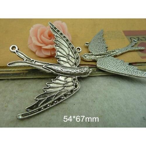 15 Pigeon Bird Charms,54*67mm Antique Silver Tone Bird Shape Pendant Connecters With 2 Loop - Free Shipping