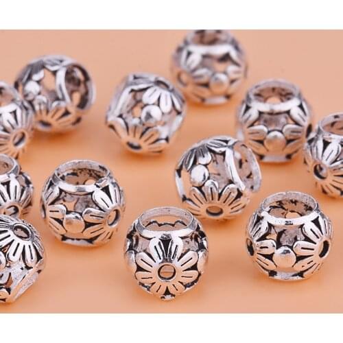 Hollow Flower Road Lutong Transport Separator Bead S925 Sterling Silver Thai Silver Loose Bead Handmade DIY Material Bracelet Ac