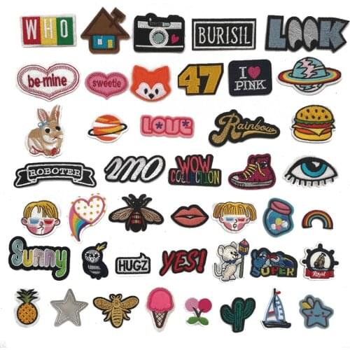 Five-pointed star love micro-chapter can be sewn and hot jeans jacket embroidery DIY clothing supplies fabric 1PCS for sale