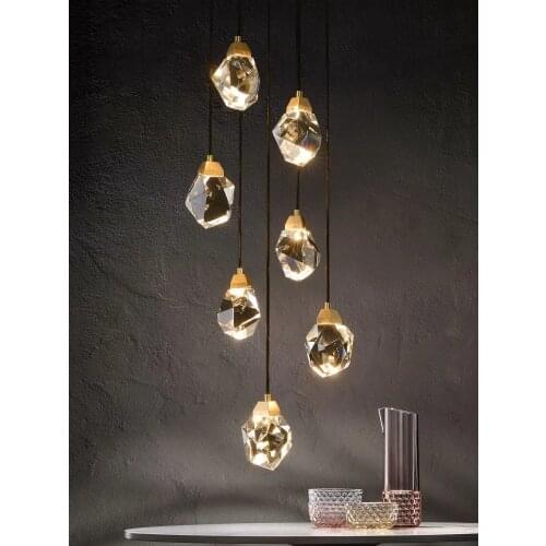 Luxurious diamond crystal droplight big stairs sitting room golden home decoration crystal chandelier lighting led lights