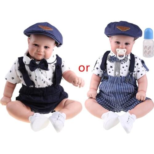 60cm Silicone Realistic Doll Opened Eyes Soft Vinyl Magnetic Mouth Baby Cute Newborn Boy Toy Gift for Children Kids