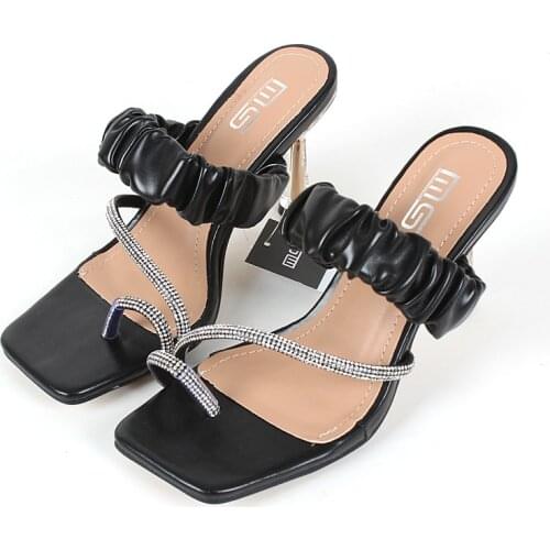 Rhinestone 8cm womens sandals summer crystal thin heel fashion sexy comfortable open toe casual high heels 2021 summer