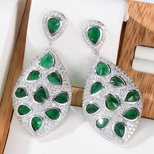 JIMBORA Gorgeous Luxury Green Drop Earrings for Women Girl Summer beach Party Jewelry Luxury eye-catching 2021 High Quality