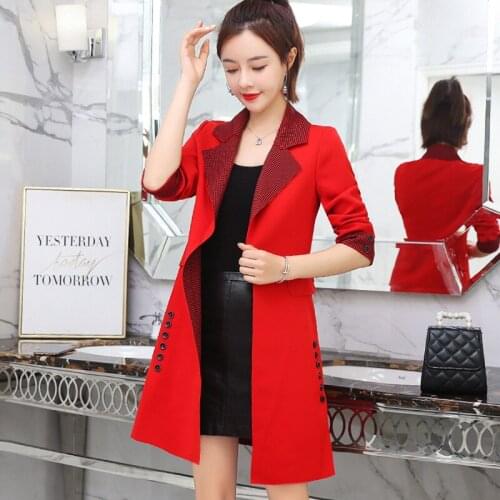 Women Long Windbreaker Korean Autumn Winter New Retro Overcoat Blazer Camel Womens Plus size coat Casual Trench coats Outerwear