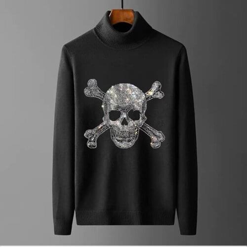 Knitted Sweater High Quality Young Hot Drillihg Mens New European Turtleneck Pullover Slim Cashmere Brand Sweatshirt