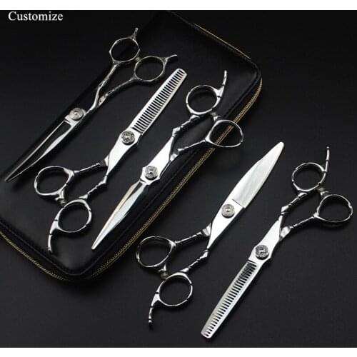 Customize logo japan steel 6 '' alligator cut hair scissors cutting barber haircut scissor Thinning shears hairdressing scissors