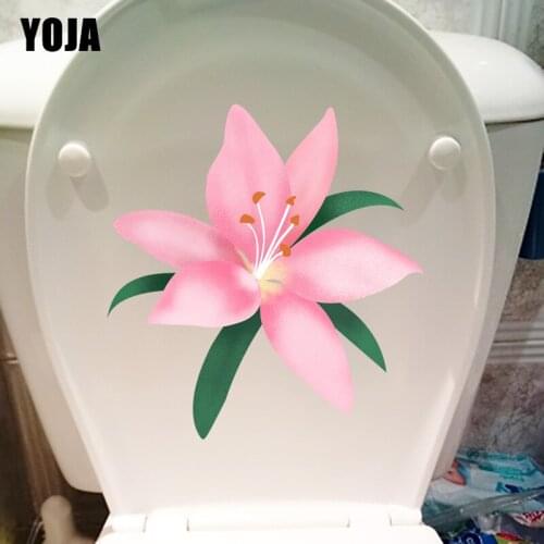 YOJA 22*23.4CM Hand Painted Noise Pink Lily Flower Girl Bedroom Wall Decor Toilet Sticker T1-1103