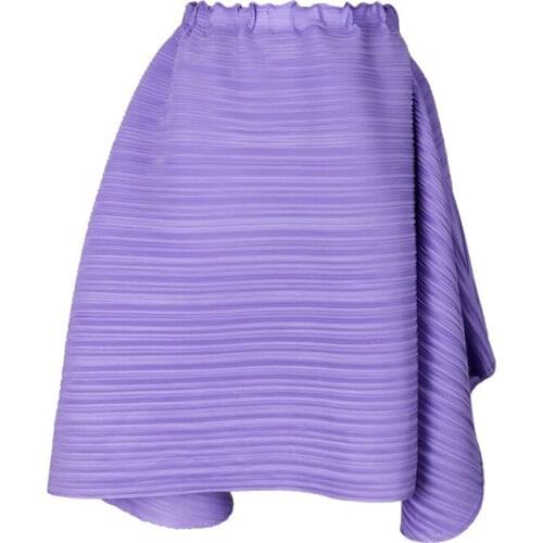 Miyake pleated fluffy skirt summer skirts womens 2020 loose large size check skirt short pink skirt 5317
