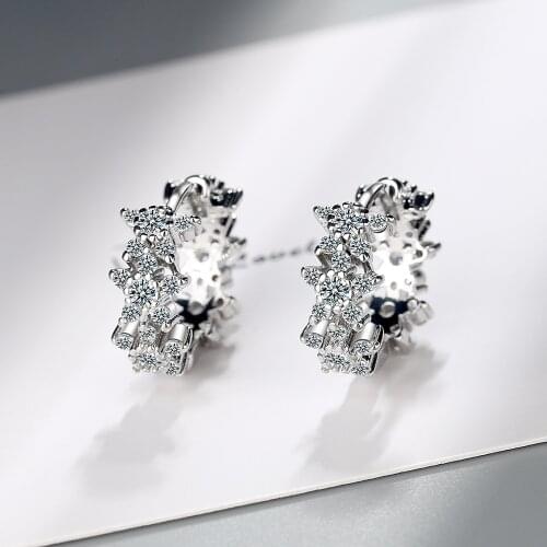 Simple Female Earrings 925 Sterling Silver Cross Plum Blossom Mosaic Cubic Zircon Earrings for Women Jewelry Girlfriend Gift