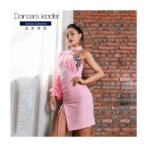 High quality Latin Dance Dress Women One Mesh Sleeve Sexy Dancing Costume Tango Samba Salsa Performance Salsa Latin Dress