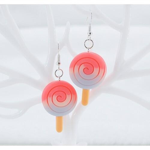 1Pair Drop Earrings Cute Multicolor Round Ice Cream Artificial Fake Food Handmade Resin Earrings Jewelry For Woman And Children