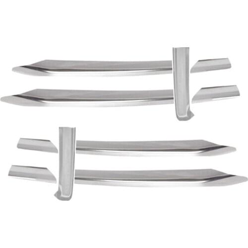 10Pcs Stainless Steel Car Front Fog Light Trim Strips Grill Decorative Sequin Strips for A3 Sedan 2017-2020