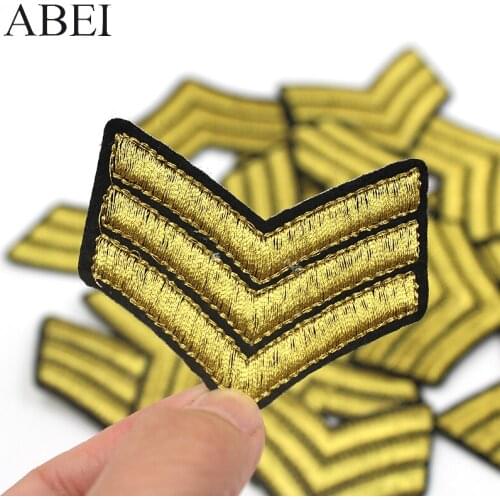 10pcs/lot Embroidered Gold Motif Badge Appliques Iron On Coats Jeans Patches Sewing Patchwork Craft Clothes Repair Stickers