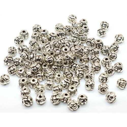 Wholesale Price 100pcs 4MM rhombus Vintage Silver Spacer Beads Tibetan Silver end Beads Needlework beads Jewelry Findings