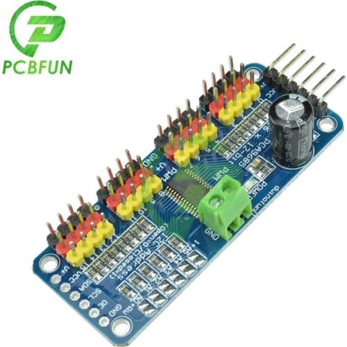 16 Channel 12-bit PWM/Servo Steering Gear Driver-I2C Interface PCA9685 Driver Module for Raspberry Pi Shield Module for Arduino